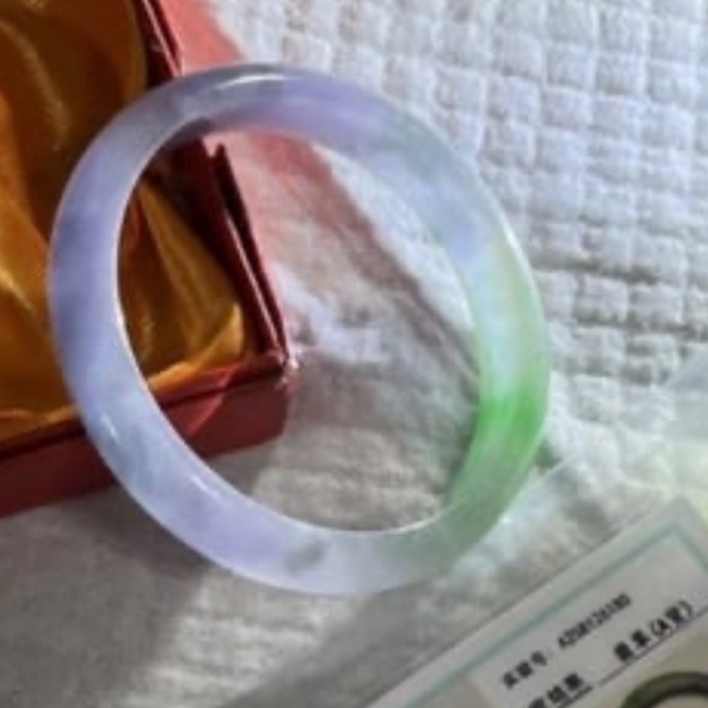 Certified Lavender Green 
Approx 58-59mm Natural Burma A Jade jadeite Bangle New - Picture 4 of 8